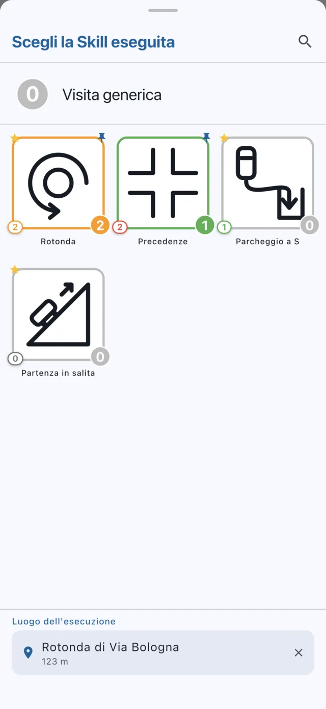 Selezione rapida dell'abilità da valutare