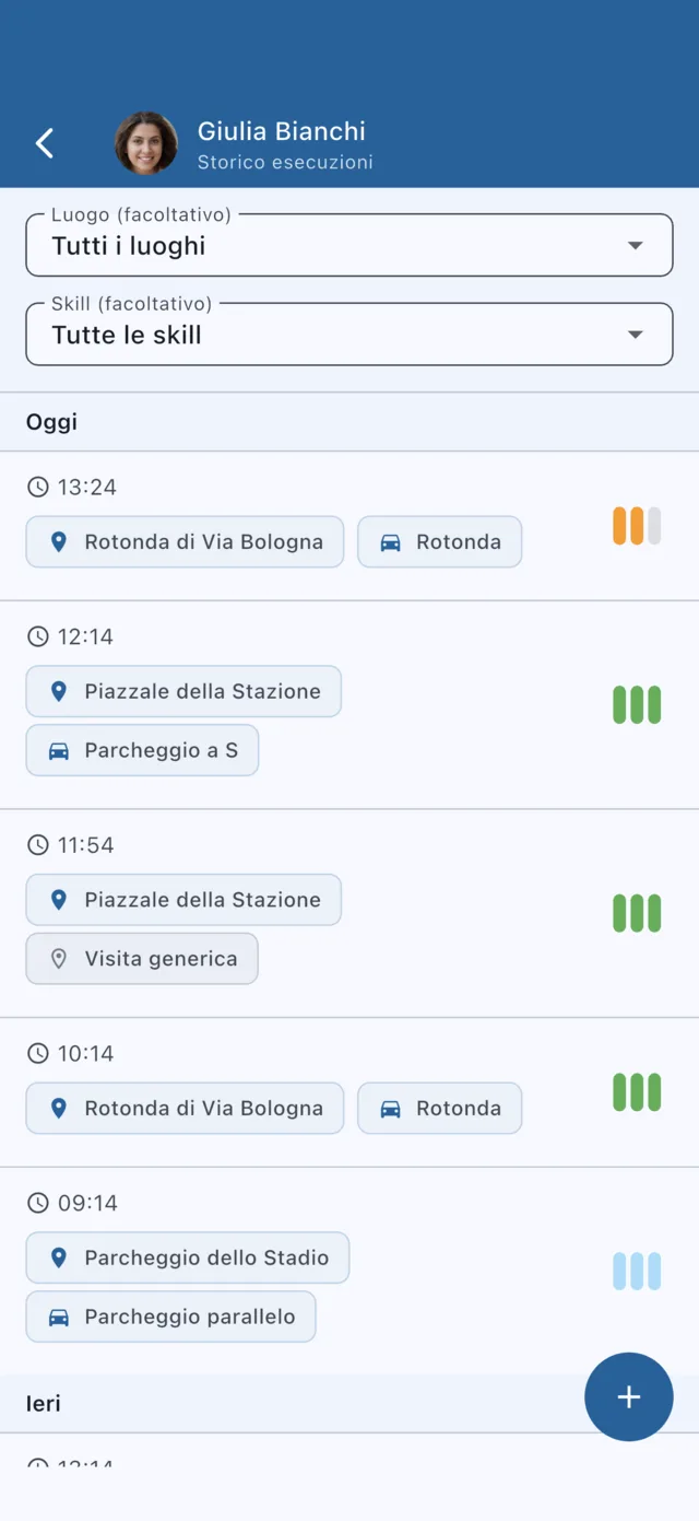Diario delle esercitazioni raggruppate per giorno